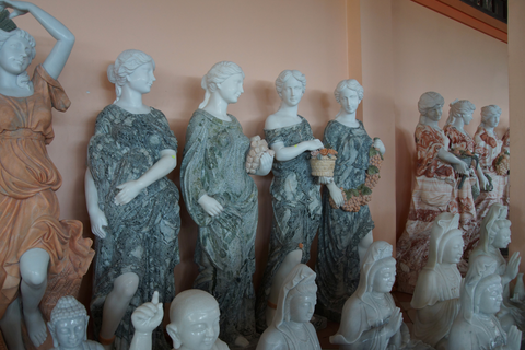 the image shows some statues of ancient greek goddesses