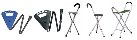 Various walking stick seats that are available for sale on the Ability Superstore website