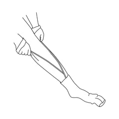 A diagram showing how to use the Etac Socky Support and Compression Stocking Aid