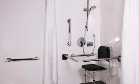 the image shows bathroom grab rails