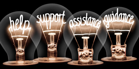 the image shows lightbulbs with advice and guidance written on them