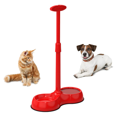 This is a photo of the No Bend Pet Bowl with the unique Level Lift handle. An ideal mobility aid for disabled people with pets to care for.