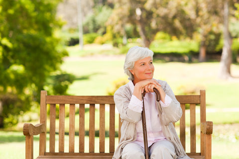 lady with walking stick