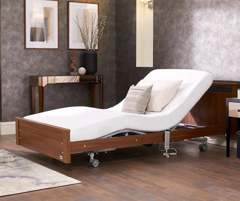 This is the Opera Signature Low Footboard. It is a profiling bed with a low footboard to allow easy medical access.