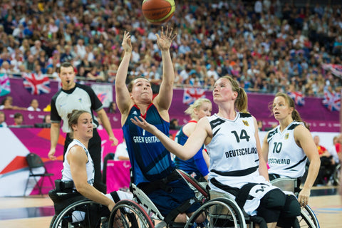 Paralympic athletes playing Wheelchair Basketball