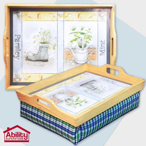 Wooden Lap Tray With Cushion in Gardening Design
