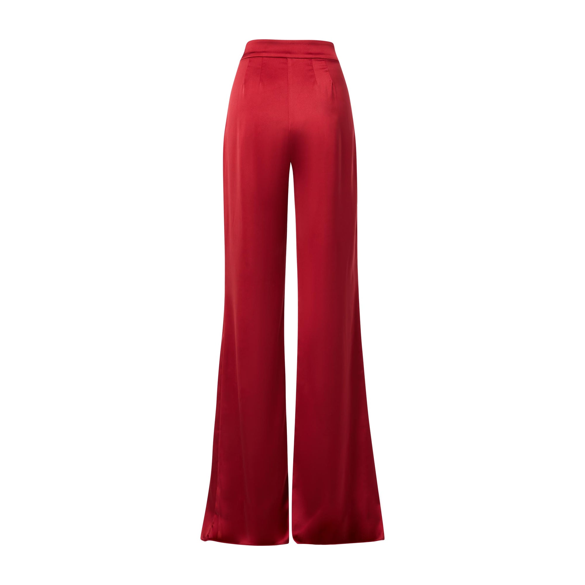 Loren Sant (Red) - Shop Silky Stretch Satin Wide-Leg Pants - THE SIXES