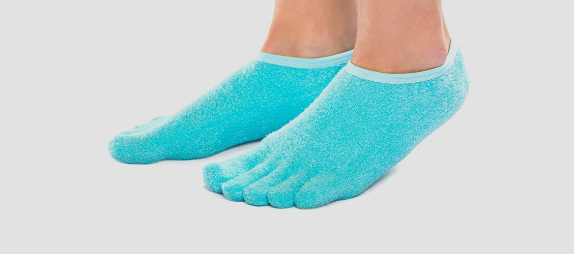 Woman wearing teal gel socks - 10 Unexpected Socks