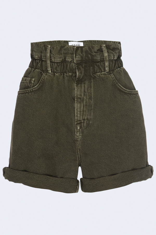Elastic Waist Short in Washed Moss