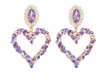 heart earrings with purple stones