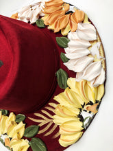 Wide brim red vegan hat with bees
