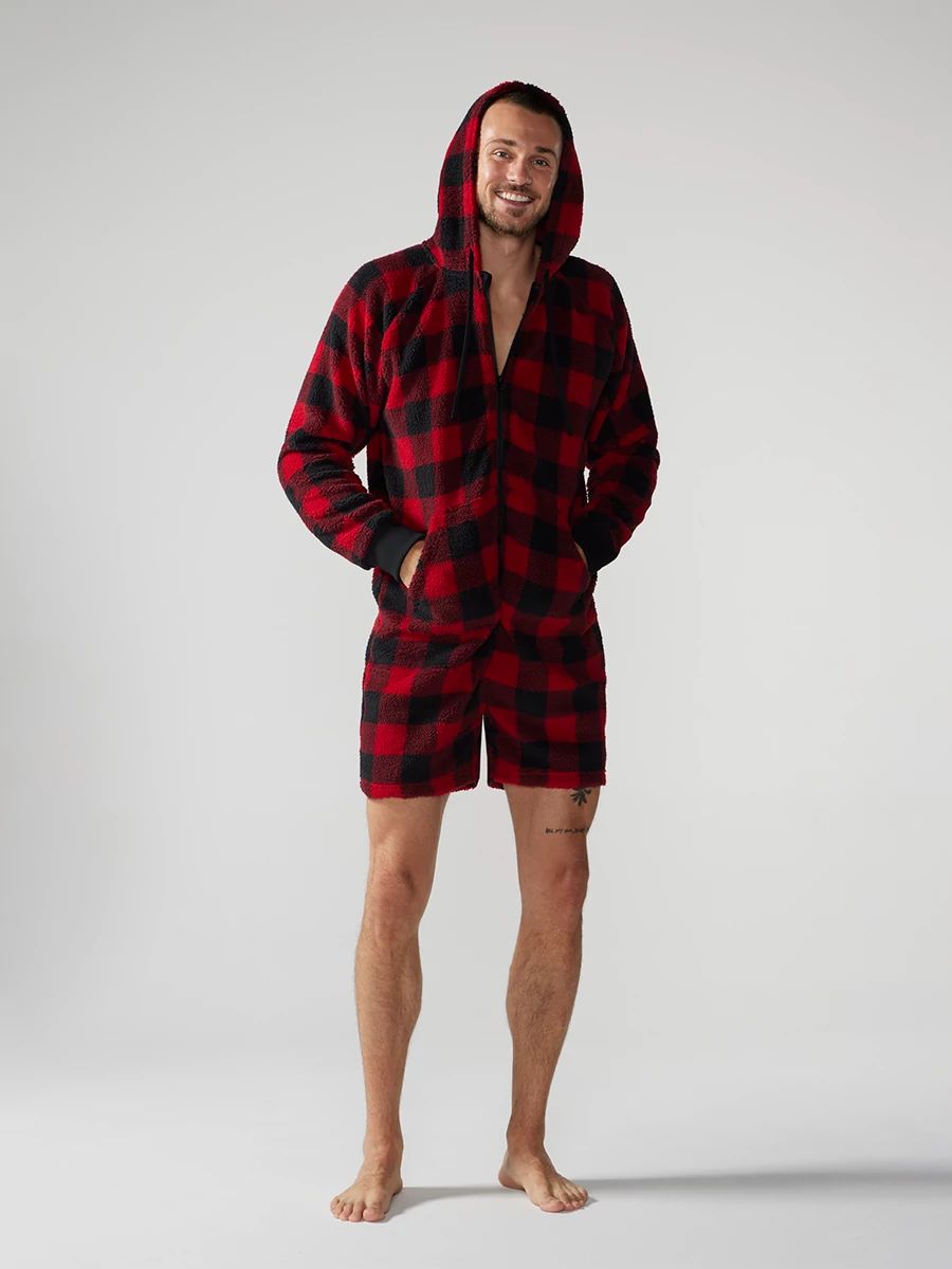 Red And Black Lumberjack Buffalo Plaid Women's Pajamas Set Two Piece Button  Down Sleepwear Short Sleeve And Shorts Loungewear
