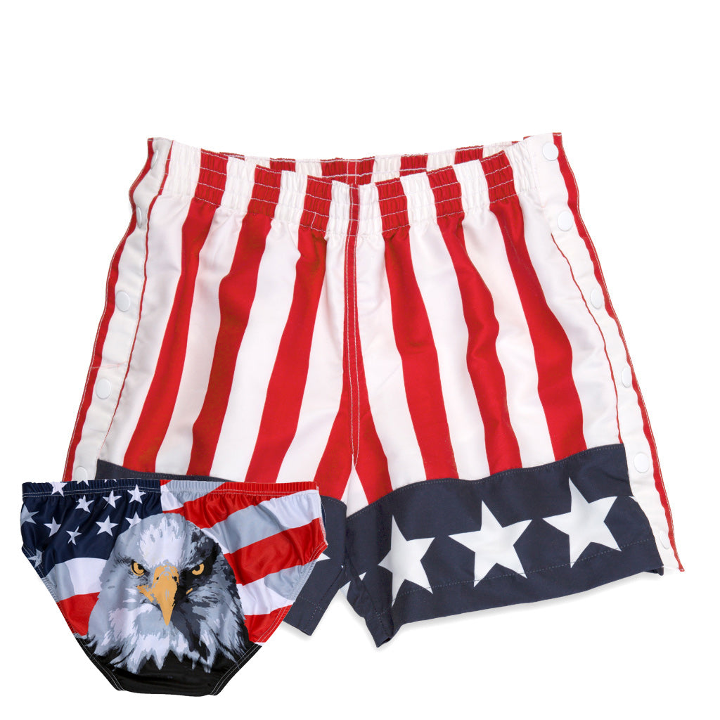 baby boy american flag swim trunks