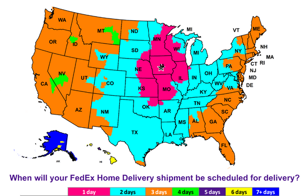 Bather Box us shipping map