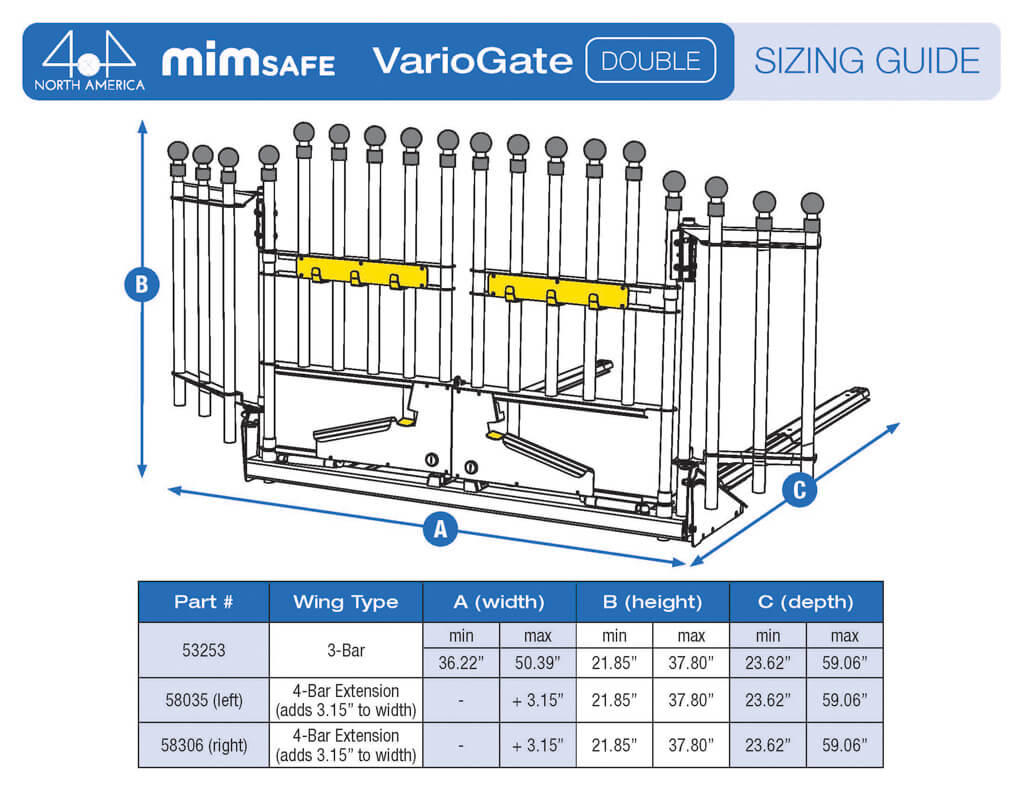 MIM Variogate Double Sizing Guide - Crash rated cargo gate