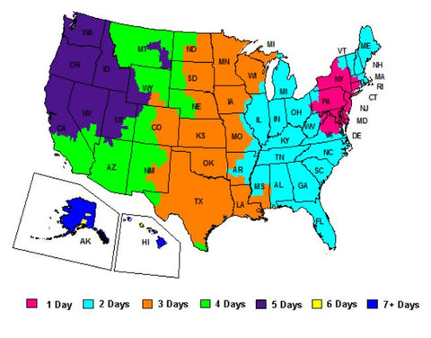 speedy dryer US transit map delivery times