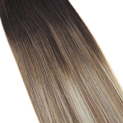 Youngsee 18 Inches Silk Straight Tape In Hair Extensions Real Hair Balayage Brown To Light Brown With Blonde 20pcs Dip Dyed Human Hair Extensions Tape