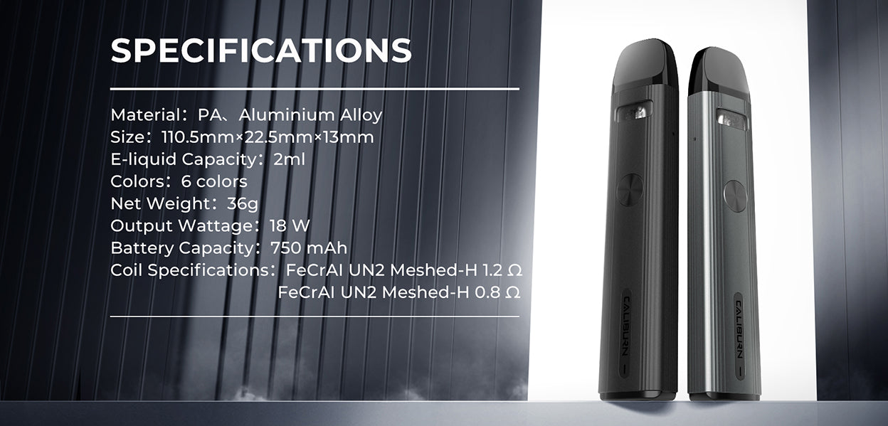 Caliburn G2 Specifications - Vapelink Vape Shop Australia