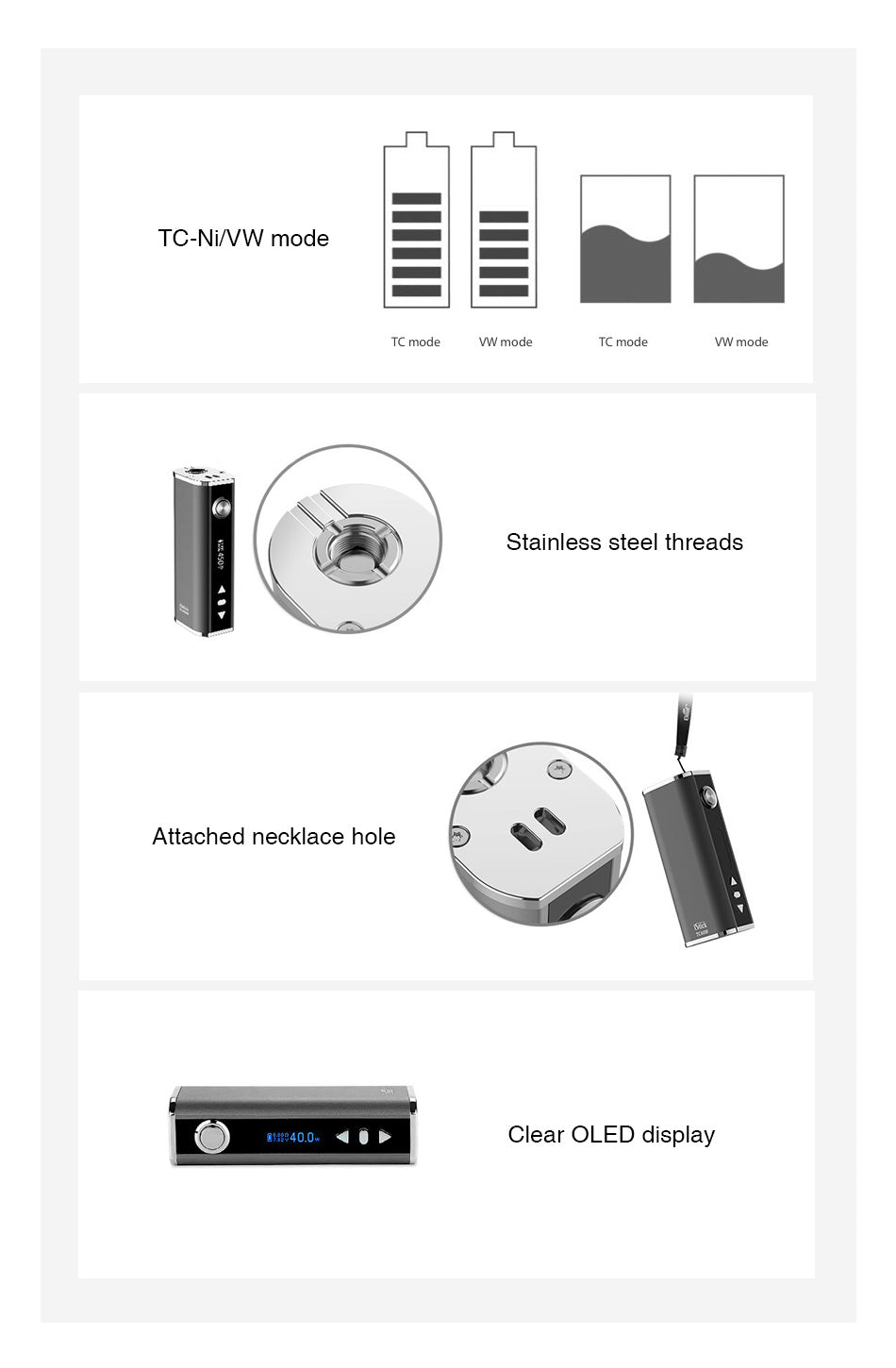 Eleaf iStick 40W TC Box mod All Features