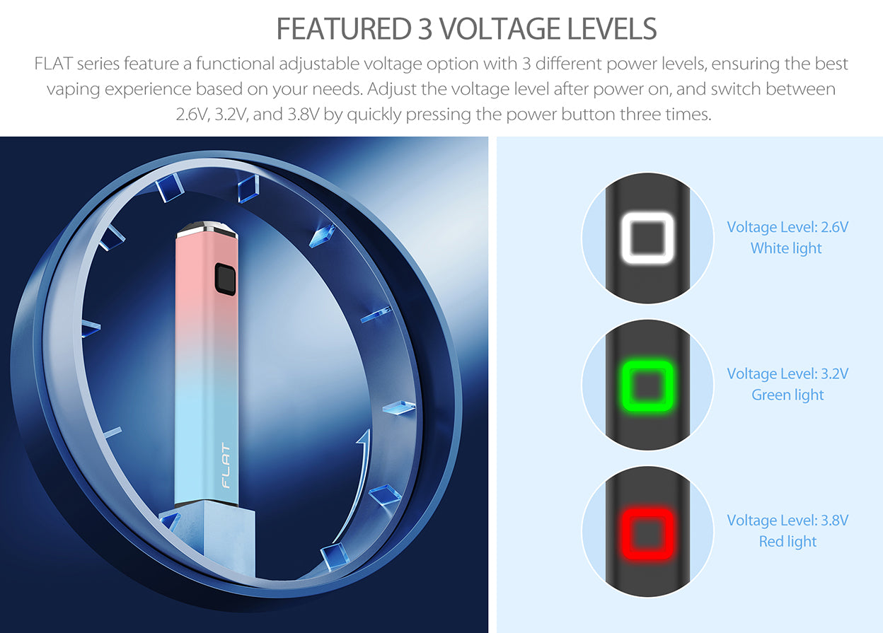 Yocan Flat Series Vaporizer VV Battery - Voltage Levels