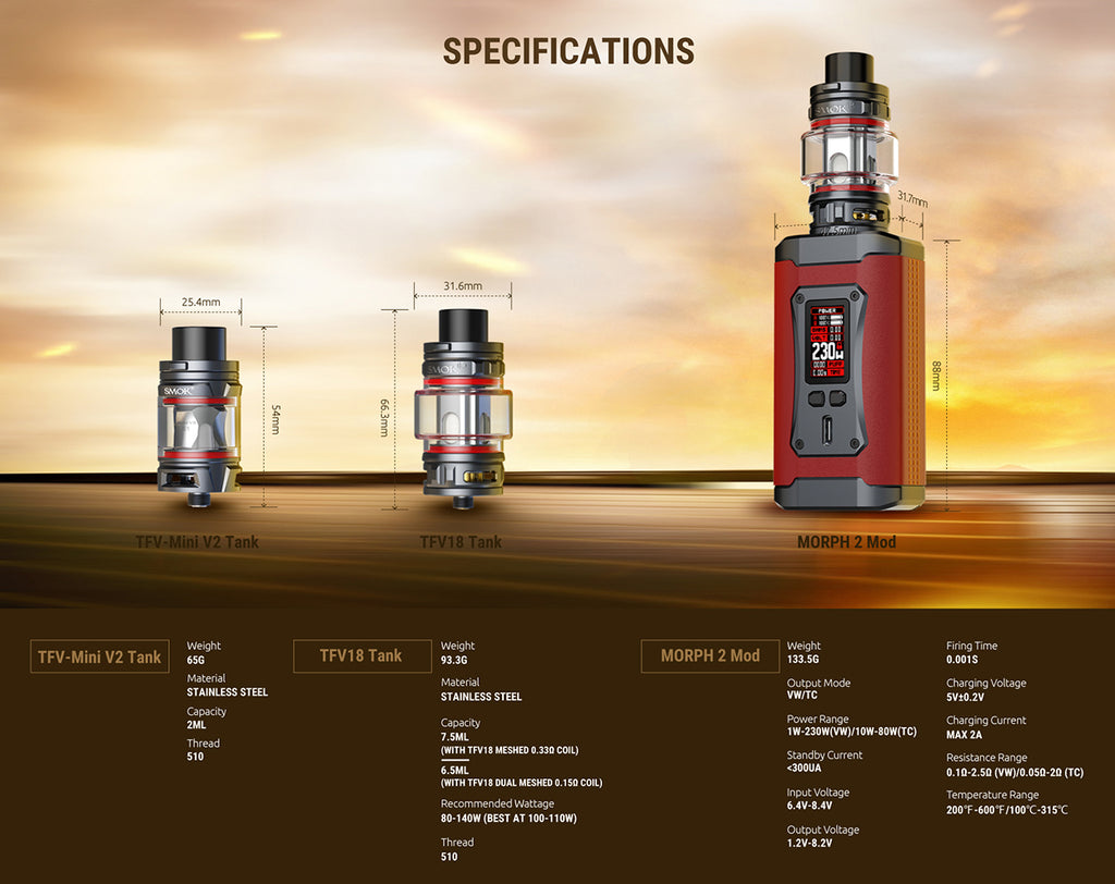 Smok Morph 2 Mod Kit - Specifications | Vapelink Australia