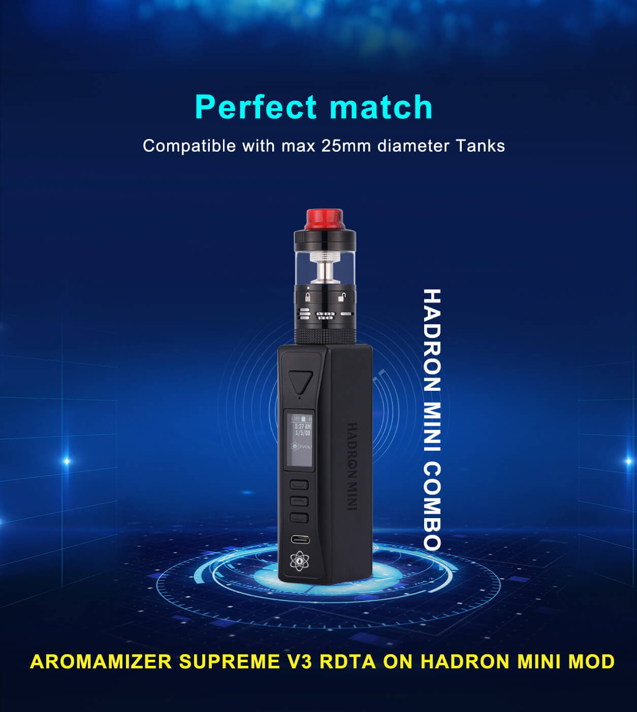 Steam Crave Hadron Mini DNA100C 100W Mod-Perfect Match With The Aromamizer Supreme V3 RDTA