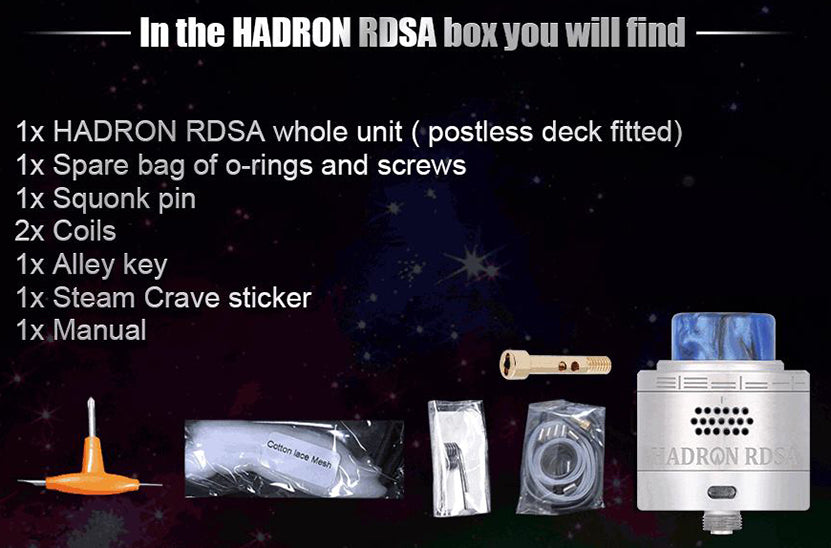 Steam Crave Hadron RDSA 30mm - Package Contents - Vapelink Vape Shop Australia