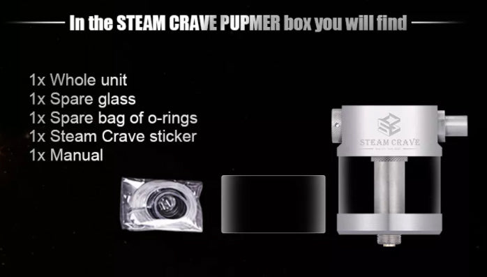 Steam Crave Pumper Squonker Tank 12ml - Packaging Content - Vapelink Vape Shop Australia