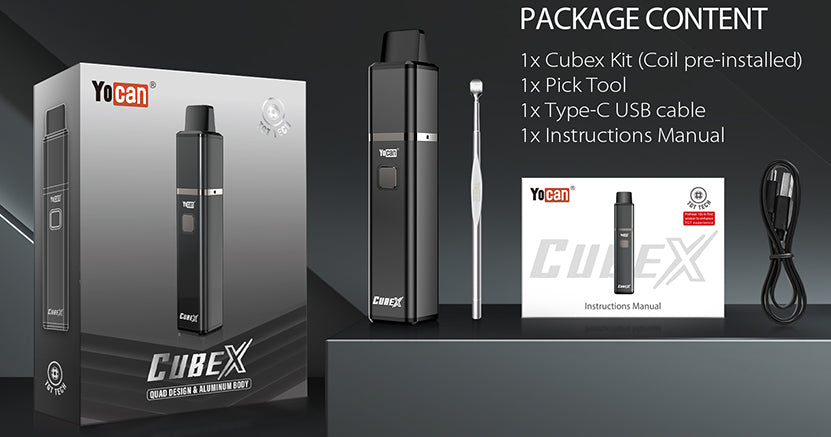 Yocan Cubex Vaporizer Kit 1400mAh - Packaging Content