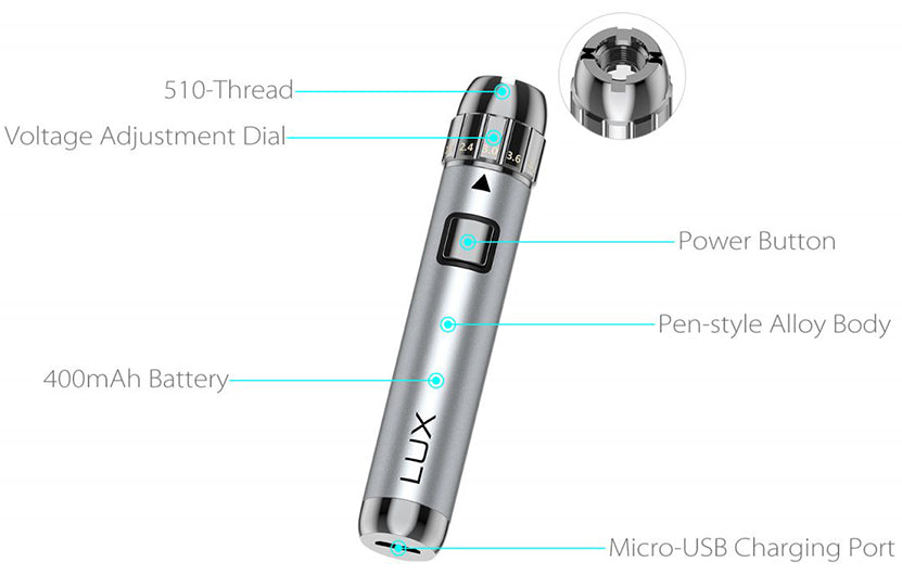 Yocan LUX Vape Pen Vaporizer Battery 400mAh - Overview