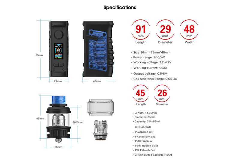 vandy vape jackaroo specifications and features
