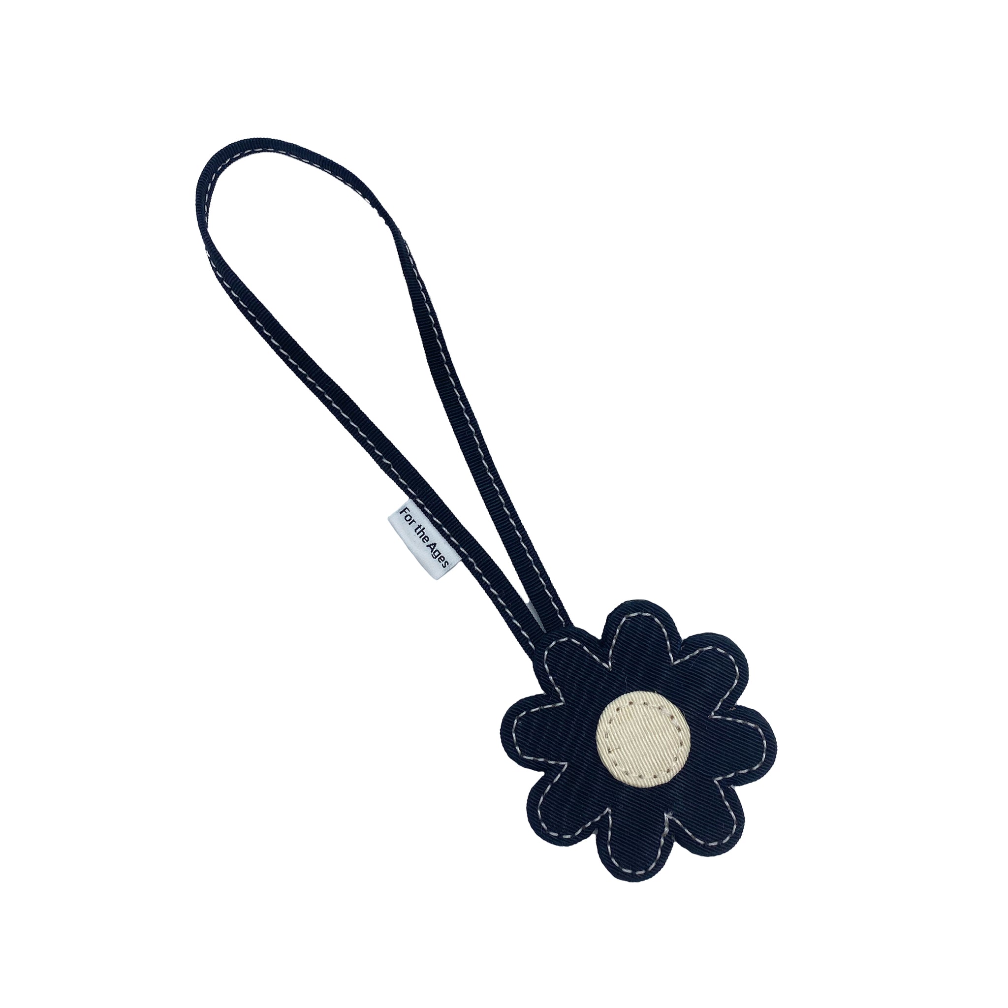 Black and White Moire Loop Through Flower Charm – For the Ages