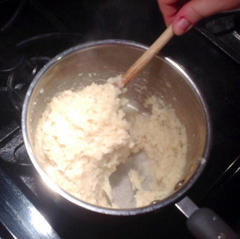 Stirred butter and flour in a sauce pan