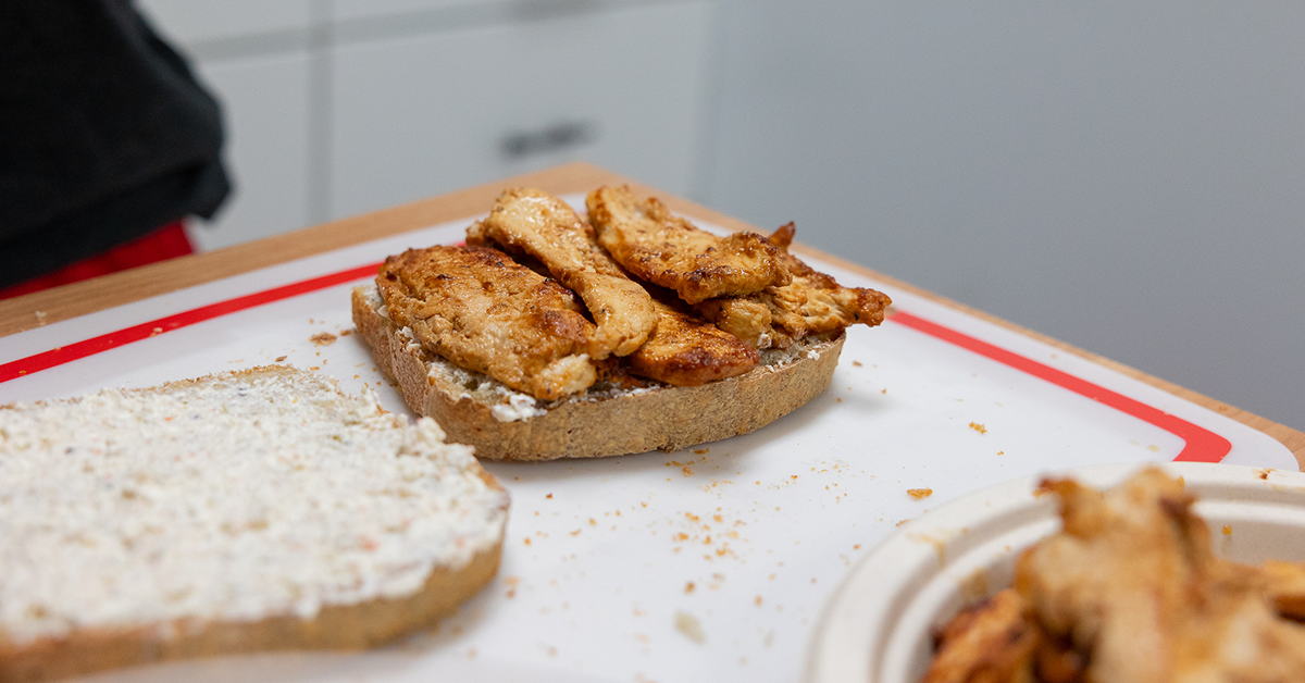 Spicy sandwich spread on sourdough bread