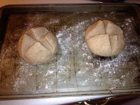 Shaped breads with X cuts in the middle