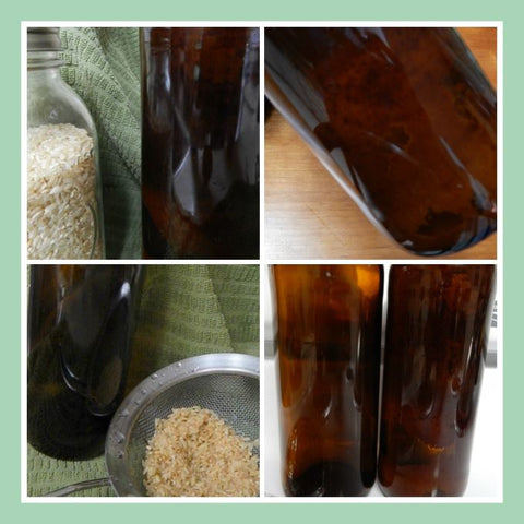 Bottle with short brown rice