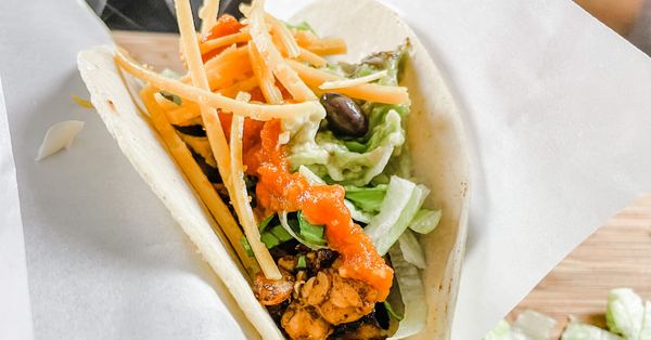 Tempeh taco is ready to eat.