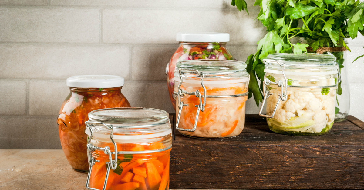 jars with fermented vegetables