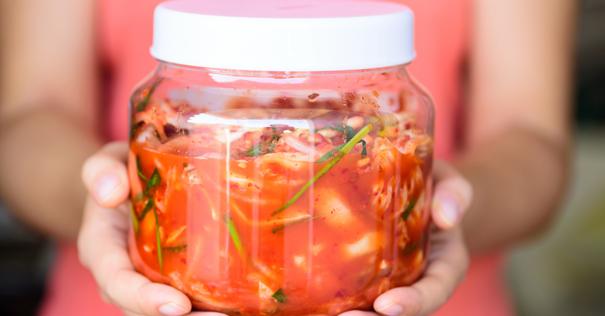 fermented kimchi in a jar 