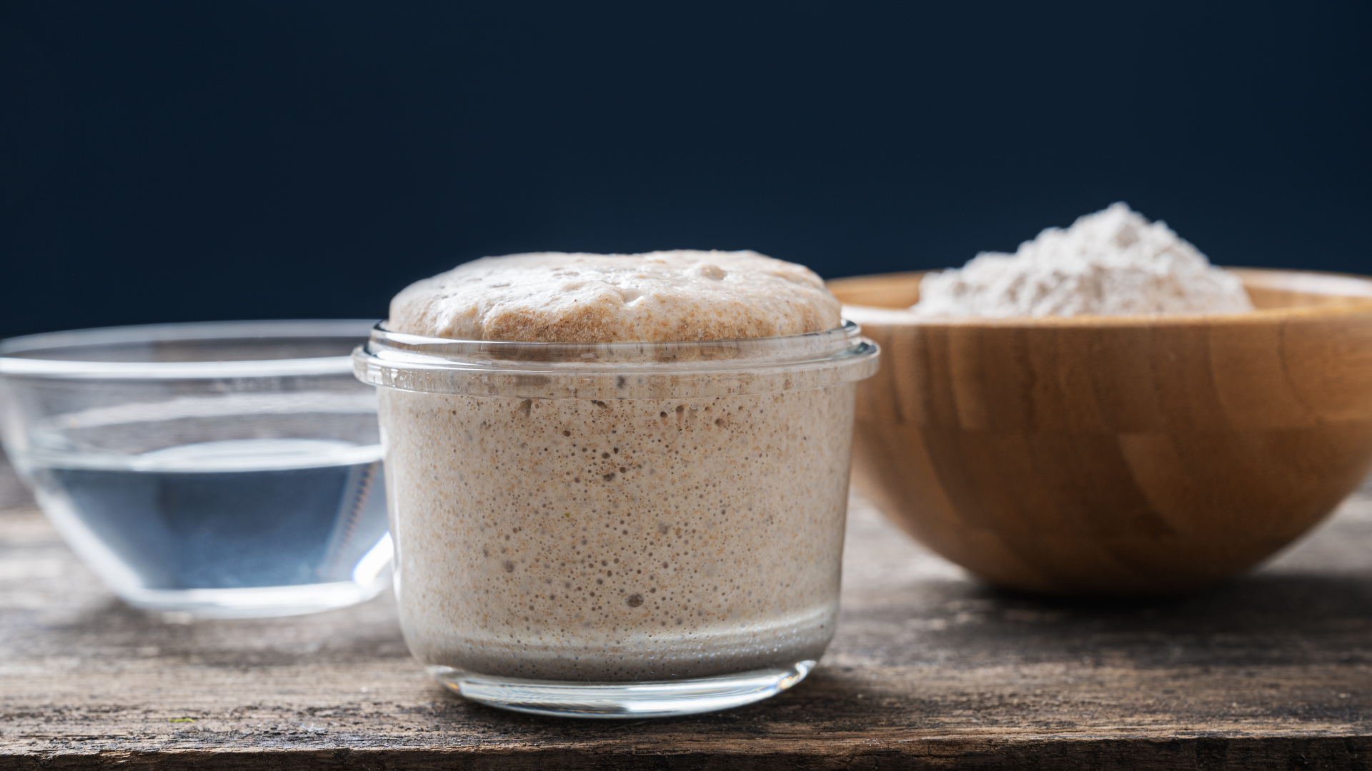 the ingredients for feeding a sourdough starter