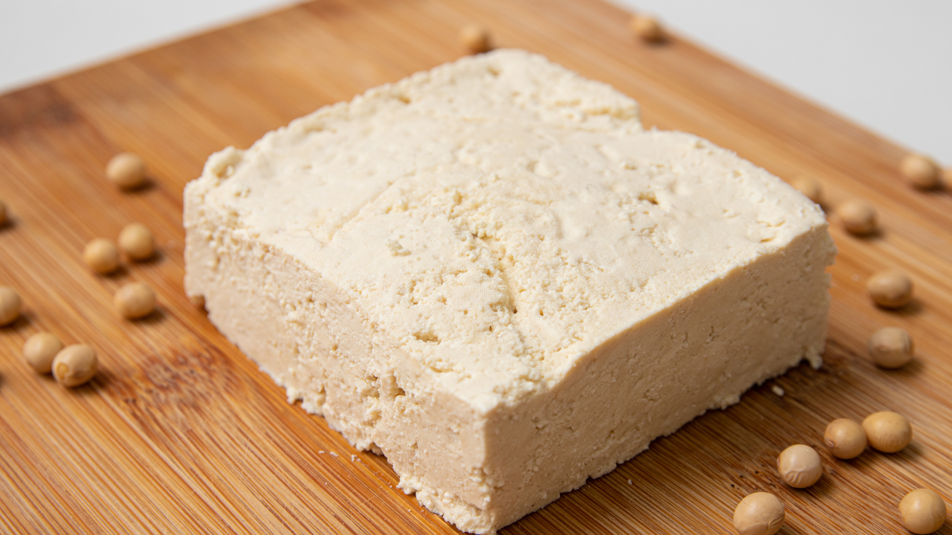 homemade tofu on a cutting board