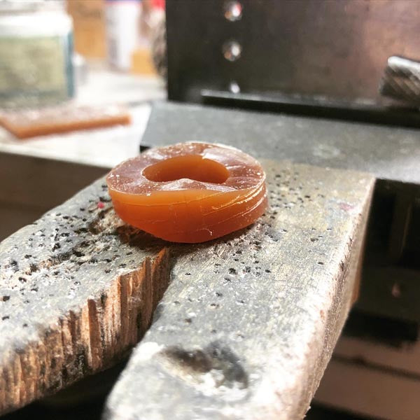 Beginning to carve the ring out of wax