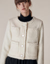 Blanc crop tweed jacket