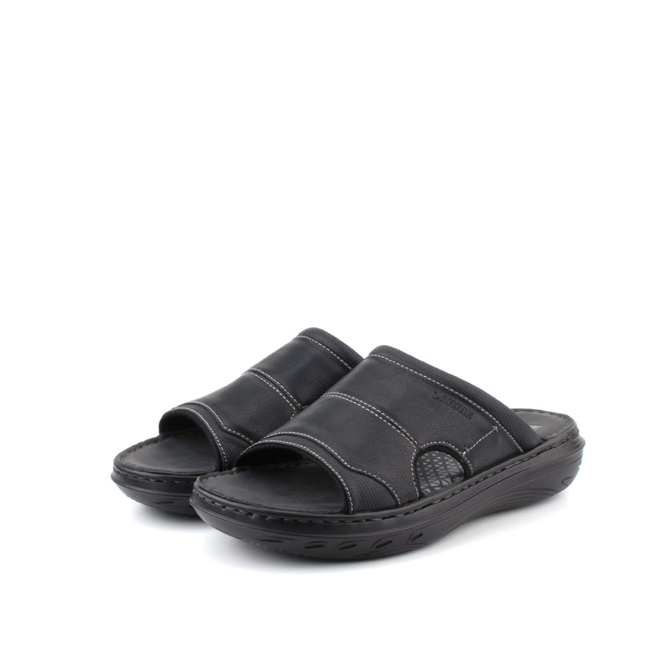 LARRIE Men Black Microfiber Wide Walking Sandals BIG SIZE