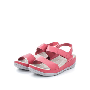 LARRIE Ladies Red Velco Strap Secure Sandals