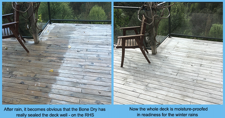 Bone dry sealing deck surfaces