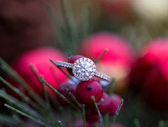 diamond ring in a Christmas tree