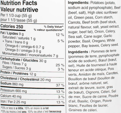 Beef Stew #10 Can Nutritional Facts