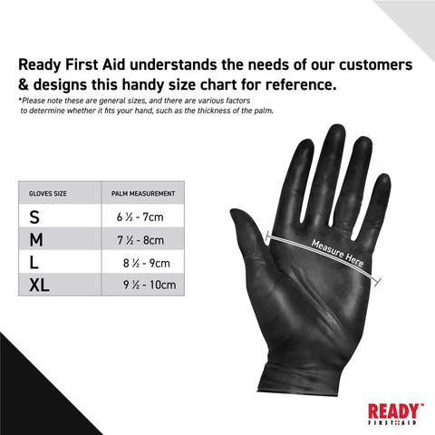 black nitrile gloves measurement chart