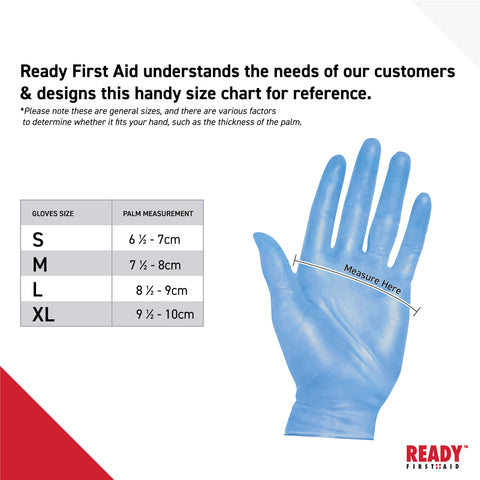 blue nitrile gloves measurement chart